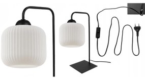 Light Home Stolná lampa Riffle, 1x biele sklenené tienidlo