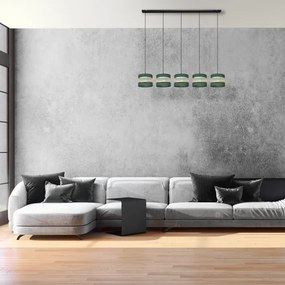 Luster na lanku HELEN 5xE27/15W/230V zelená/zlatá