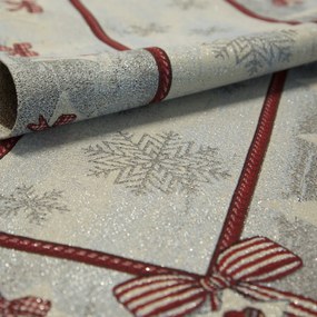 VIANOČNÝ GOBELÍNOVÝ OBRUS NA STÔL BOW 140X180 CM VZOROVANÝ