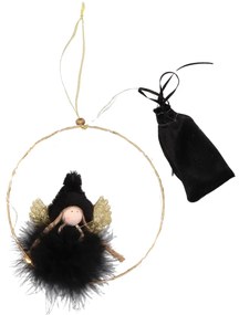 LED závesný čierny anjel CIRCLE, 17 cm