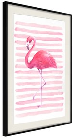 Artgeist Plagát - Flamingo and Stripes [Poster] Veľkosť: 30x45, Verzia: Zlatý rám