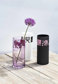 Crystalex sklenená dekorovaná váza Kvety černá 26 cm