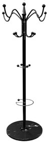 Casaria Stojanový vešiak TENZY s mramorovým podstavcom, 37x173cm, čierna
