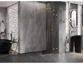 Mexen Lunar, výklopný sprchový kút pravý 70 x 70 cm, 8mm číre sklo, zlatý kartáčovaný - 834-070-070-55-00-P