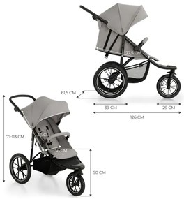 KINDERKRAFT - Športový kočík HELSI2 šedá