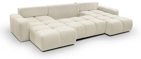 Rozkladacia čalúnená sedacia súprava do U ALMADA s úložným priestorom, béžová