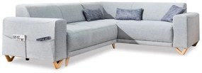 Svetlosivá rozkladacia/s úložným priestorom rohová pohovka (pravý roh/do L) Classy Sophie – Miuform