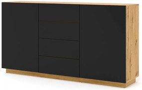Komoda Aurora KOM2D4S (dub artisan + matná čierna). Akcia -20%. Vlastná spoľahlivá doprava až k Vám domov. 1124845