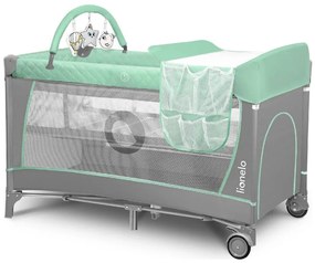 Lionelo - Cestovná postieľka FLOWER tyrkysová