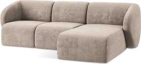 Svetlohnedá ženilková rohová pohovka (pravý roh/s leňoškou) Lani – Makamii