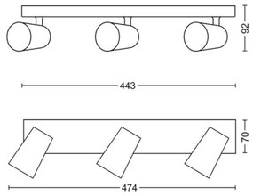 Philips 50573/31/PN - LED Bodové svietidlo MYLIVING PAISLEY 3xGU10/5,5W/230V