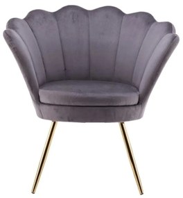 LuxuryForm DESIGN Kreslo FREY VELUR so zlatými nohami - tmavo šedé