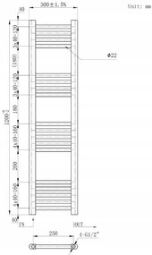 Erga Basic, vykurovacie teleso 1200x300 mm, 336 W, biela, ERG-LAV-BASIC-12030-WH