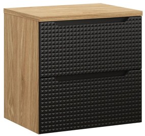 Závěsná skříňka pod umyvadlo Luxor Black s deskou 60 cm černá/dub olejovaný