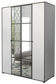 Skriňa Oslo I 150 biely/čierna/zrkadlo