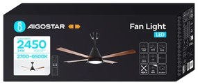 Aigostar - LED Stmievateľný stropný ventilátor LED/24W/230V 2700-6500K 132cm + DO