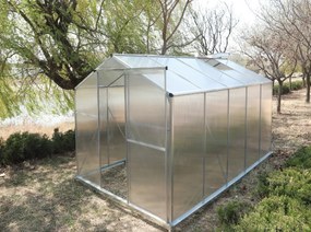 Skleník so základňou BestBerg BBGH-1006S / 5,95 m² / 313 × 190 × 194 cm / strieborná