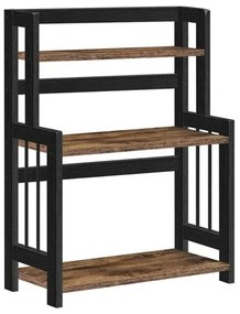 Stojan na korenie s 3 úrovňami, kuchynská polica, rustikálna hnedá