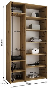 Šatníková skriňa 120 cm Carmela 50-2 (kašmír + zlatá). Akcia -19%. Vlastná spoľahlivá doprava až k Vám domov. 1126732