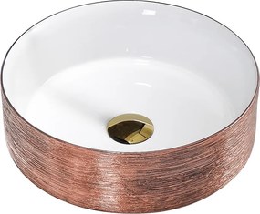 BPS-koupelny Keramické umývadlo na dosku HYD-LA-P-GL-360 36x36 cm, biele/ružové zlato