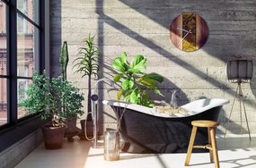 Drevené hodiny s epoxidovou živicou Ø 30CM - orech, zlatá perleť