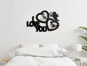 drevko Fotorámik na stenu I love you Farba dekorácie: Čierna