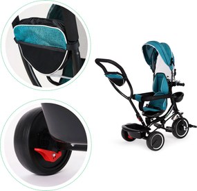ECOTOYS trojkolka 1-4 r. otočné sedadlo 360°, strieška, rodičovská rukoväť