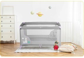 Ricokids Cestovná postieľka + matrac + taška 125 x 65 x 78 cm RK-240 sivá levanduľová