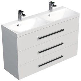 Kúpeľňová skrinka s dvojumývadlom SAT Cube Way 120x76,5x40 cm biela lesk CUBE21203BL, 1 ks