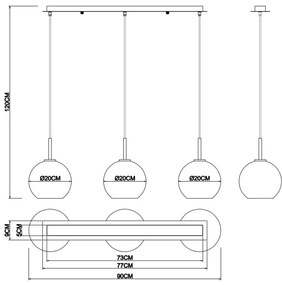 Globo 15462H2 - Luster na lanku ADARA 3xE27/60W/230V