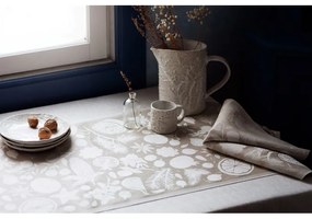 Ľanový behúň Talven Tuoksut 46x150, ľan-biely