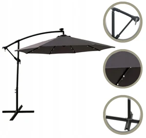Dekorstudio Záhradný slnečník s LED osvetlením - 270 cm - tmavo sivý