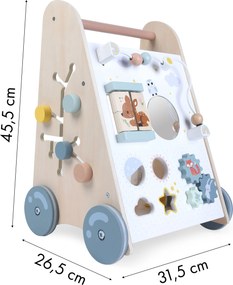 MULTISTORE Drevené chodítko ECOTOYS pre deti 18+ mes. – edukačné s kockami a pohyblivými prvkami