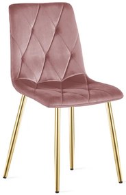 Jedálenská stolička LIBRA zamatová, ružová / zlaté nohy