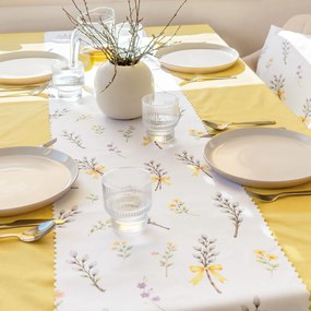 Goldea jarný behúň na stôl teflónový - bahniatka 35x140 cm