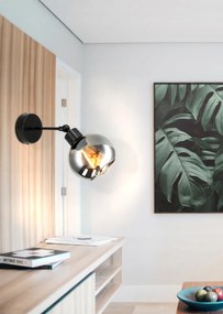BERGE Sklenená LED nástenná lampa 1xE27 - dymová guľa