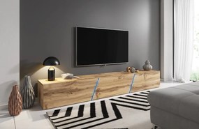 Závesný TV stolík SLANT 240 cm s LED osvetlením dub wotan