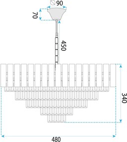 Toolight Toolight, krištáľové závesné svietidlo 50cm, 7xE14, G056-CP, zlatá, OSW-08990