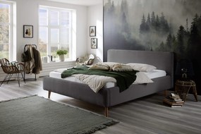 Čalúnená posteľ taupe 140 x 200 cm menčester sivá MUZZA