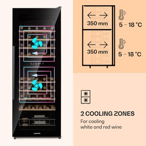 Klarstein Barossa 54 Duo, vinotéka, 148 l, 2 zóny, 54 fliaš, dotykový displej