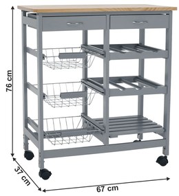 Kondela Servírovací vozík, sivá/prírodná, BARABE