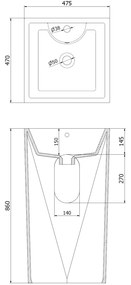 Mexen Ida, voľne stojace umývadlo 47 x 47 cm, biela lesklá, 26114600