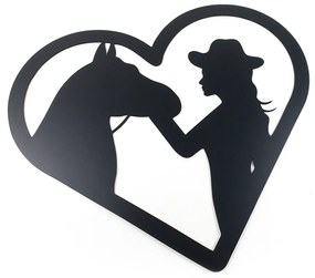 Veselá Stena Drevená nástenná čierna dekorácia Láska ku koňom