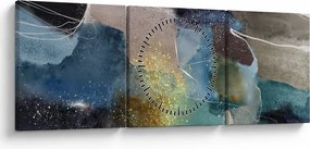 Obraz - Akvarelová abstrakcia (s hodinami) (90x30 cm)