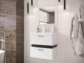 Kúpeľňový nábytok Torvaldi V, Sifón: bez sifónu, Umývadlo: nie, Farby: biela / biela + čierny mat