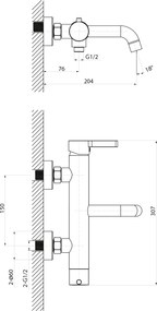 Sapho Sapho, ICONIC nástenná vaňová batéria, medená matná, AF010PG