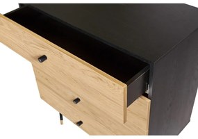 Vysoká komoda v dekore duba v čiernej a prírodnej farbe 80x87 cm Jugend – Woodman