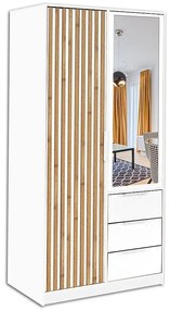 Skriňa Bali D2 Lux biela/wotan/zrkadlo