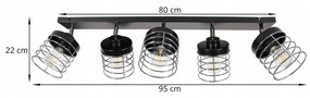 Stropné svietidlo RASTI, 5x drôtené tienidlo (výber z 2 farieb), (možnosť polohovania), CH