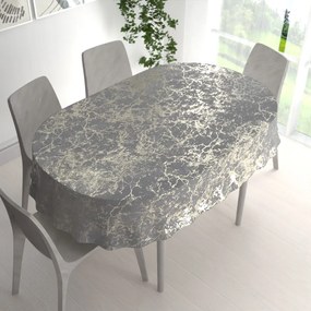 Biante Zamatový oválny obrus Isabela IBL-015 Zlatý mramor na svetlo sivom 100x140 cm